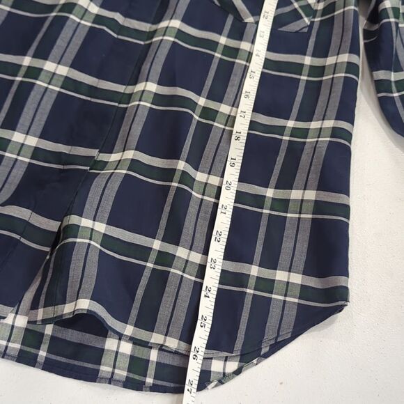 Veronica Beard Blouse Womens 6 Blue & Green Plaid Button Up Shirt - Picture 11 of 11